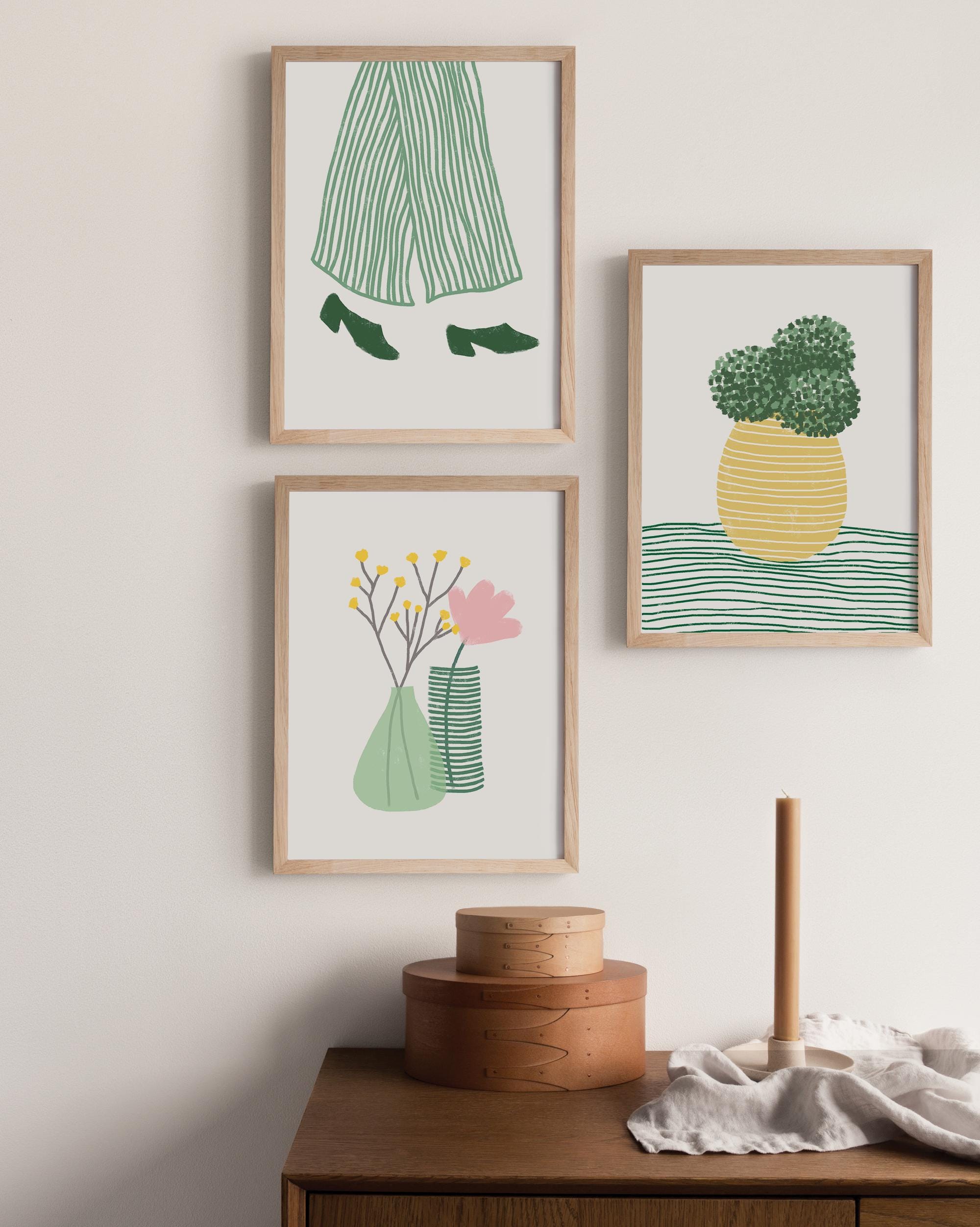 Sage Green Wall Art Set of 3, Japandi Printable Decor, Minimalist ...