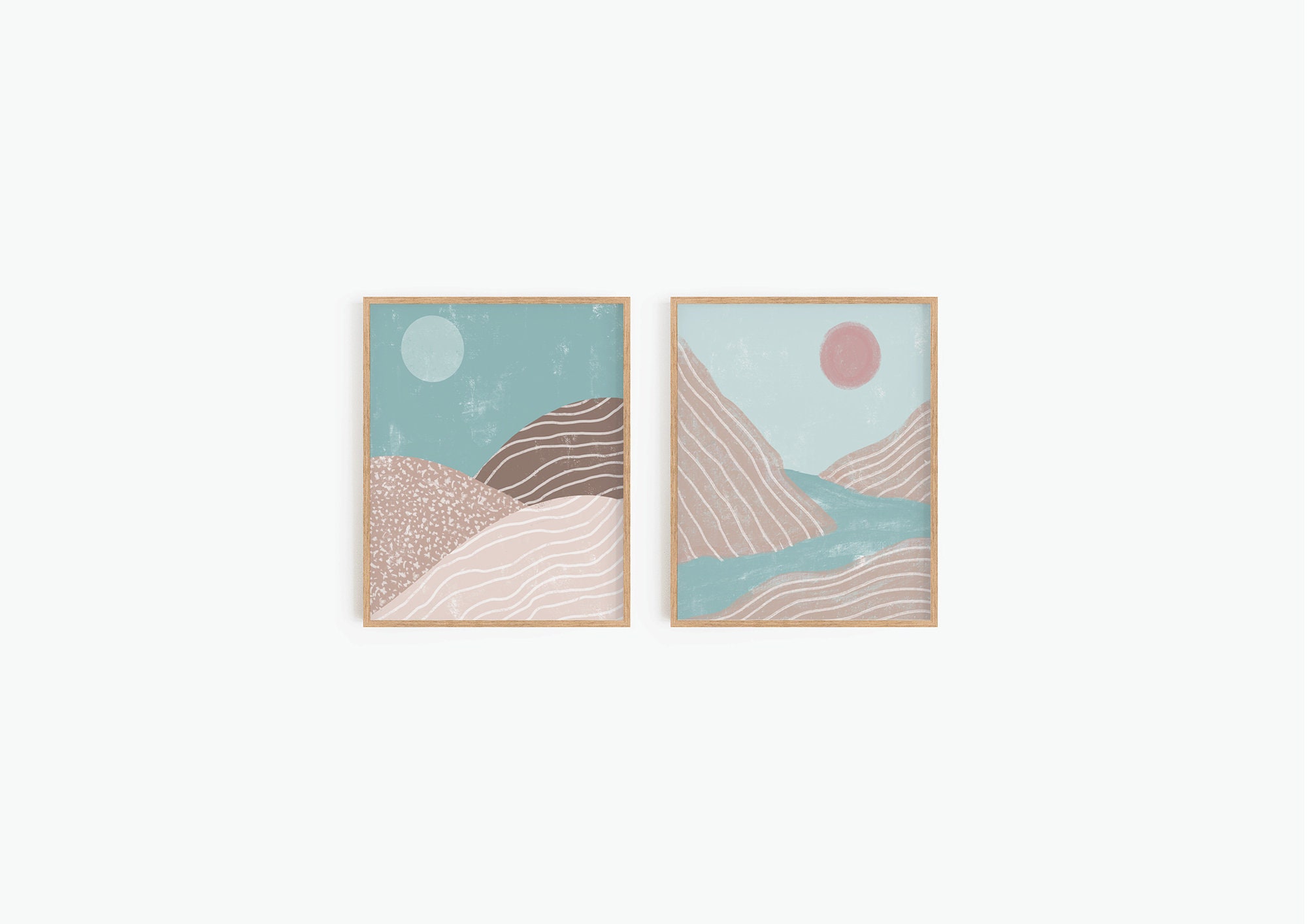 Abstract Landscape Printable Wall Art Set Of 2 Prints Ocean | Etsy