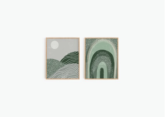 Sage Green Decor Printable Wall Art Set of 2 Prints Boho | Etsy