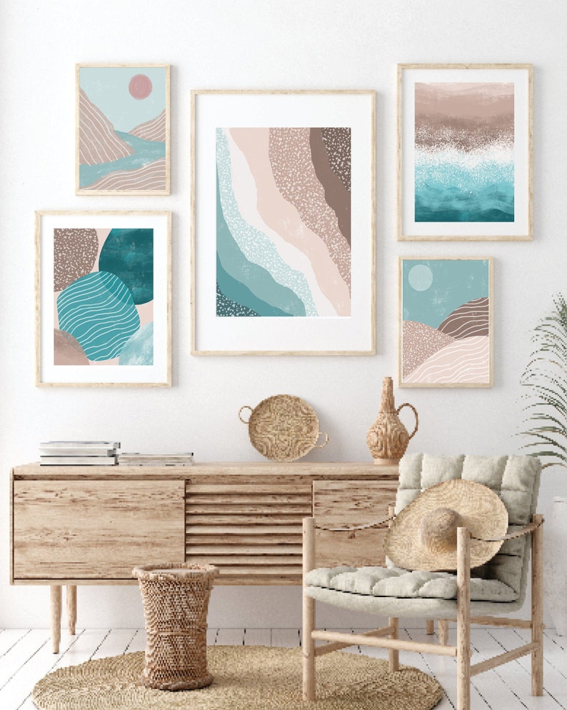 Abstract Landscape Gallery Wall Set of 5 Prints Printable Etsy