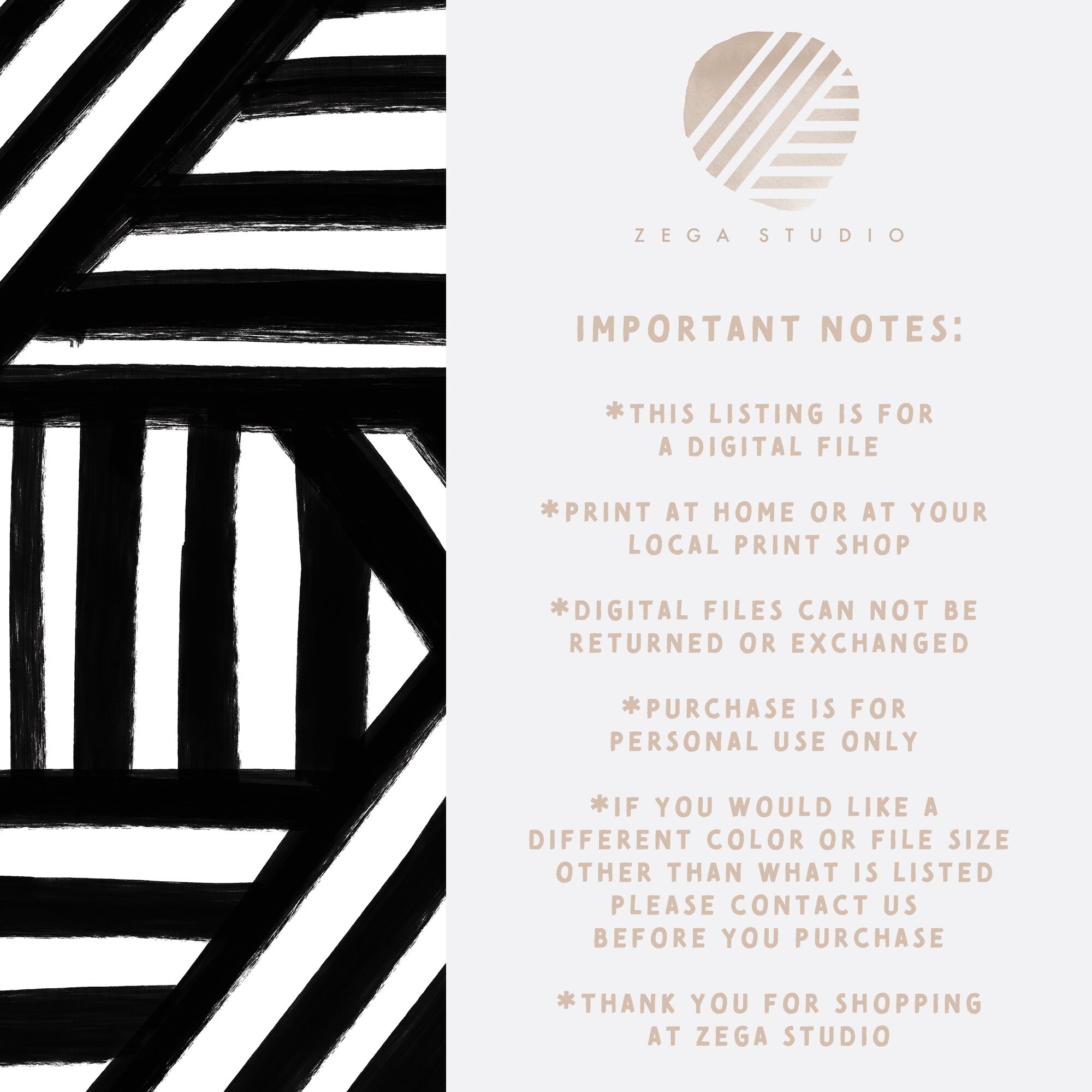 Black and White Stripes Print Geometric Printable Wall Art Etsy