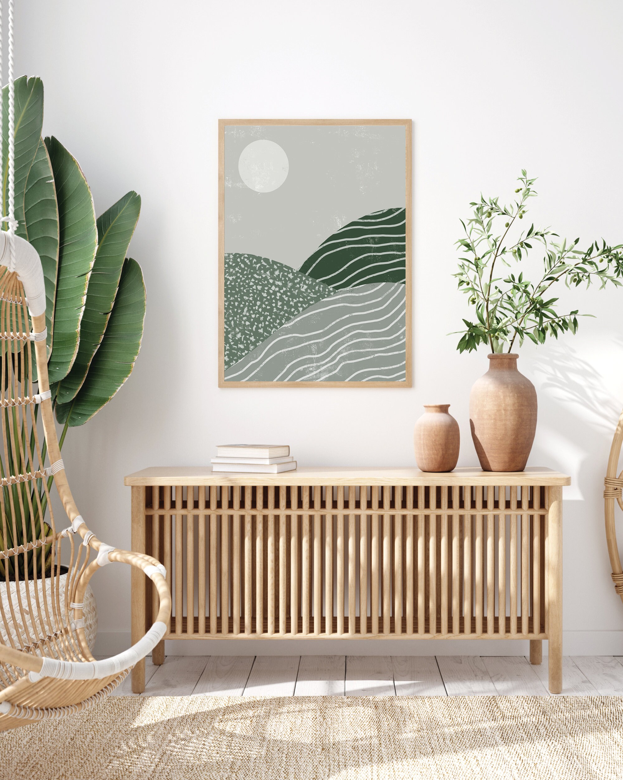 Sage Green Japandi Wall Art Set of 5 • Minimalist Botanical Prints ...