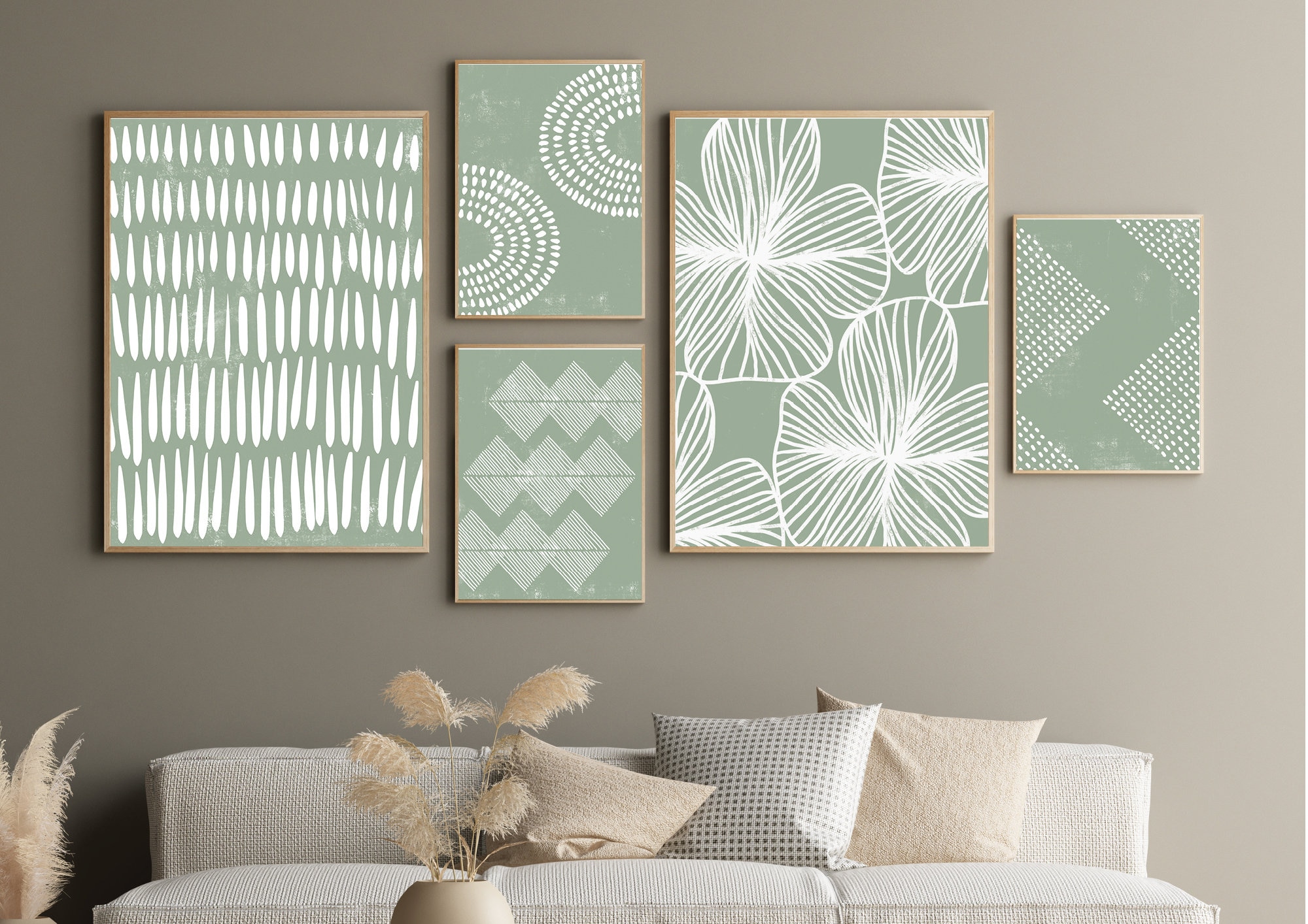 Sage Green Wall Decor Gallery Wall Art Set of 5 Prints | Etsy