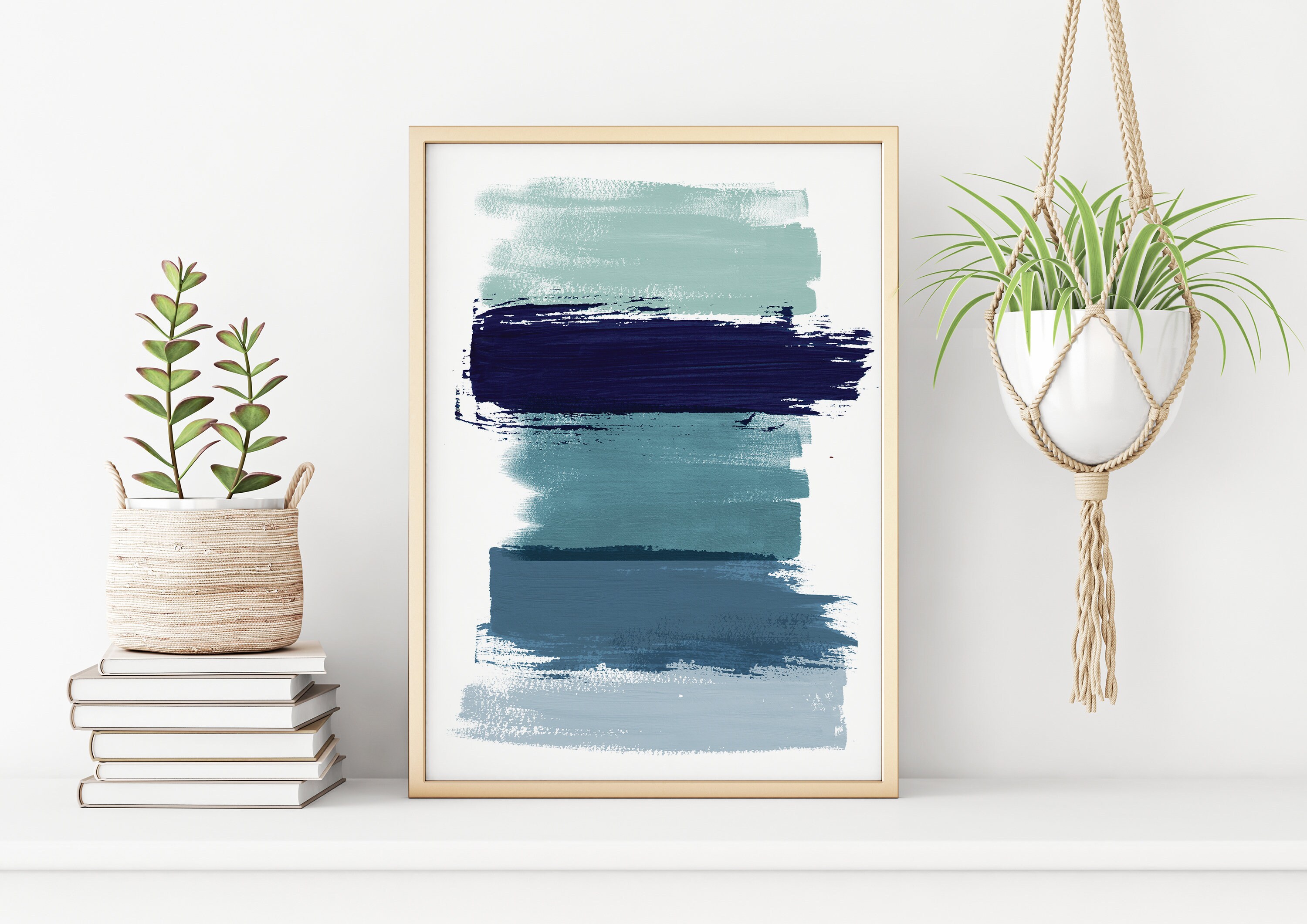 Navy Blue Abstract Printable Wall Art Beach Print | Etsy