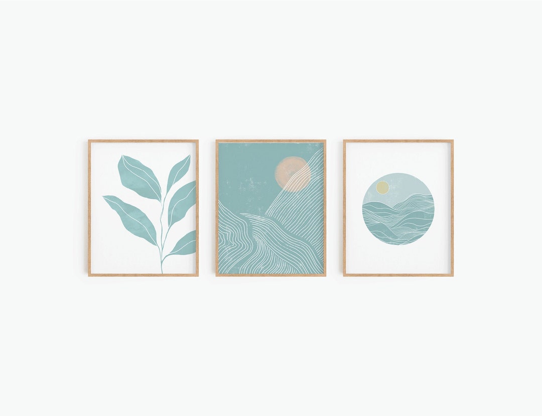 Boho Beach, Printable Wall Art, Set of 3 Prints, Botanical, Ocean Waves ...