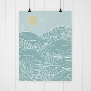 Abstract Landscape, Pura Vida, Printable Wall Art, Set of 3 Prints, Ocean Waves, Boho Beach ...