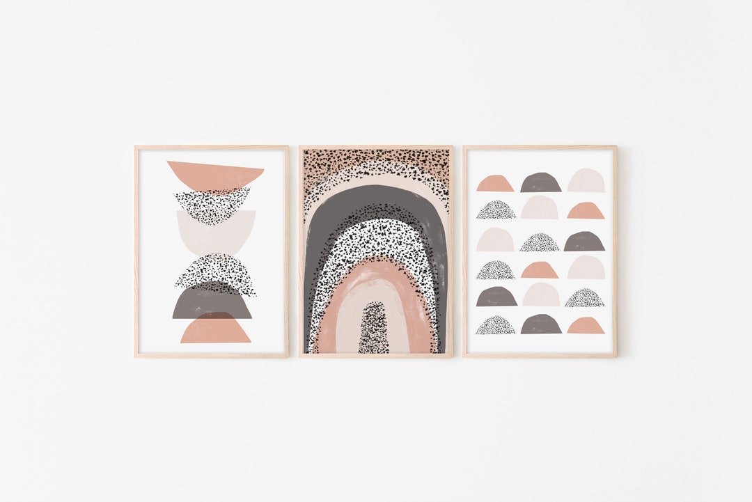 Set of 3 Abstract Art Prints Geometric Printable Wall Art Boho Decor ...