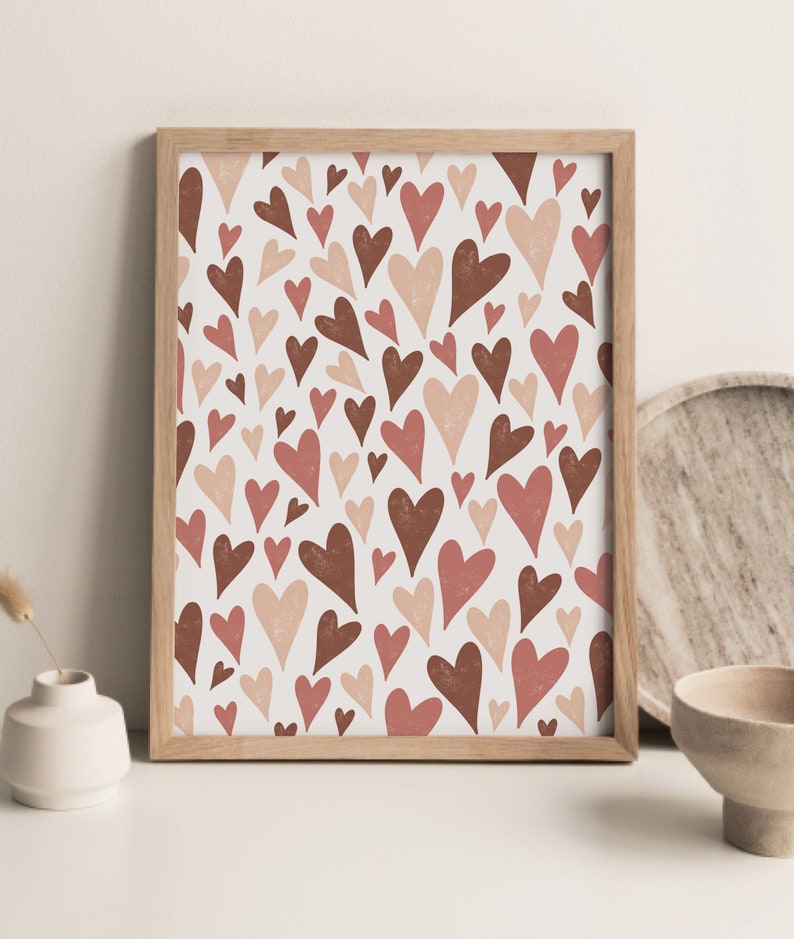 Valentine's Wall Art, Hearts Poster, Nursery Wall Art, Boho Wall Decor, Printable Wall Art, Baby Room Decor, Digital Print, Instant Download image 10