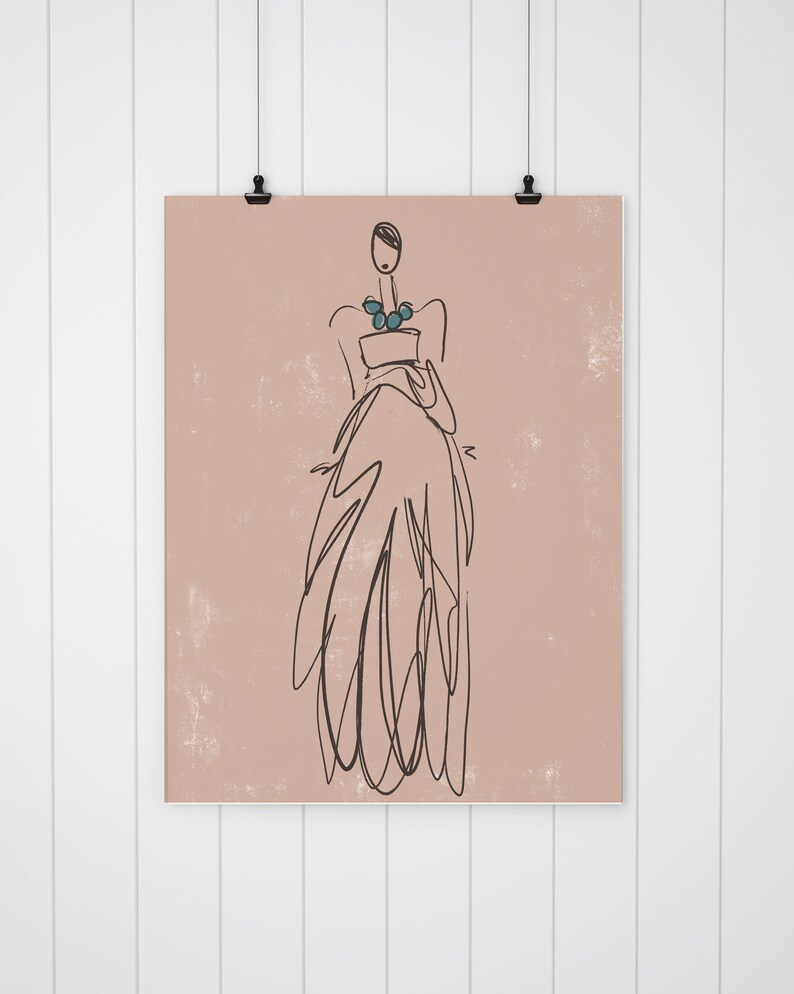 Fashion Illustration Printable Wall Art Boho Wall Decor Line Etsy