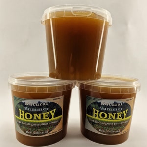 100% Pure Organic Raw Natural 2023 Wild Fields and Garden Honey 1.5kg3.3 lbs zdjęcie 6