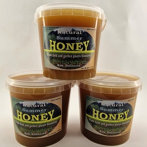 100% Pure Organic Raw Natural 2023 Wild Fields and Garden Honey 1.5kg3.3 lbs zdjęcie 5