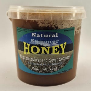 100% Pure Organic Raw Natural - 2024 Buckwheat, Clover Honey 1.5kg (3.3 lbs)