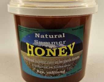 100% Pure Organic Raw Natural - 2025 Rapeseed, Buckwheat, Clover, Bee phacelia Honey 1.5kg (3.3 lbs)