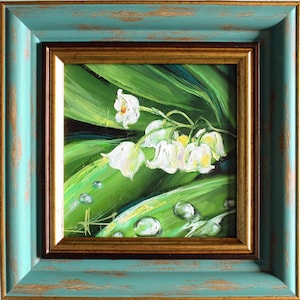 Lily of the Valley original painting Spring flowers art Floral wall decor Floral gift Gift for her Gift for teacher Gift for Mother&#39;s Day