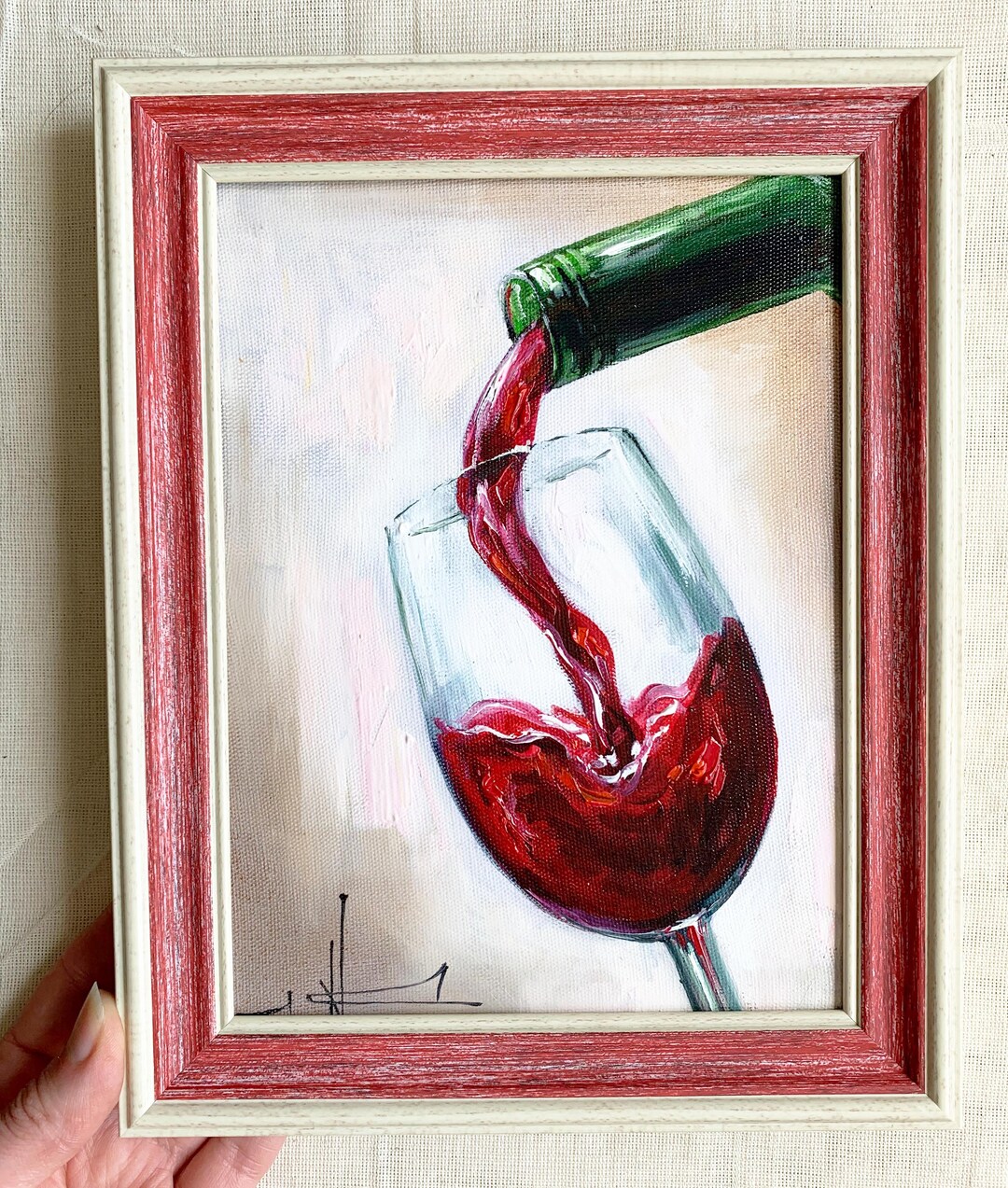 Red Wine Pouring Original Oil Painting: Kitchen Cottage Decor - Etsy