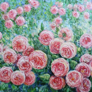 Rosa Rosen Originalgemälde Rose Kunst Gartenkunst Rose Geschenk Frühling Blumendekor Wohnzimmerdekor Geschenk für sie Hochzeitsgeschenk Muttertagsgeschenk