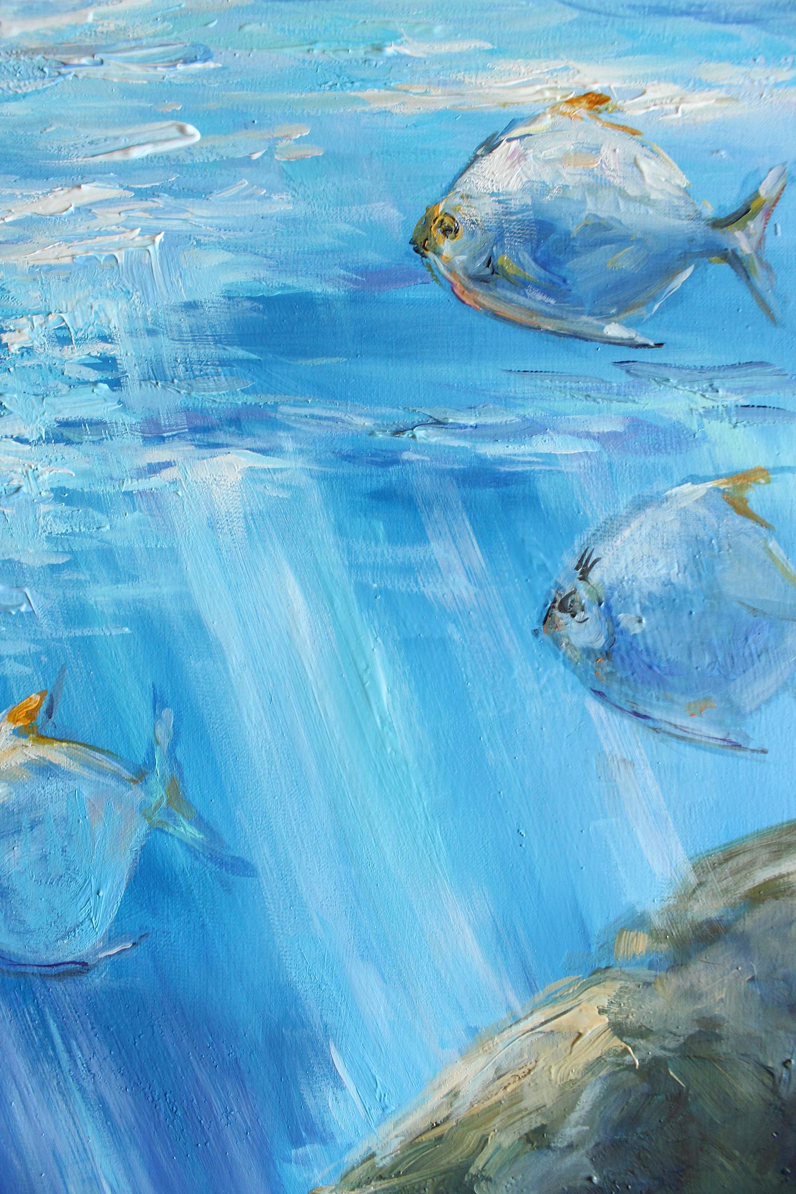 Fish in the Blue Ocean Original Painting Anniversary Gift Nautical Art ...