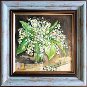 Lily of valley original painting Flower art Gift for teacher Gift for momCottage decor Thanksgiving home decor Anniversary gift Gift for her