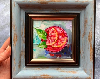 Red martini original oil painting Cocktail Art Red Wall Decor Kitchen art Bar Art Gift for her Cottage decor Martini Food & Drink Bar Art
