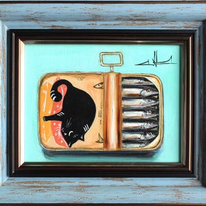 Sardines original painting Fish art Nautical decor Food art Anniversary gift Gift for her Mother&#39;s gift Housewarming gift Personalized gift