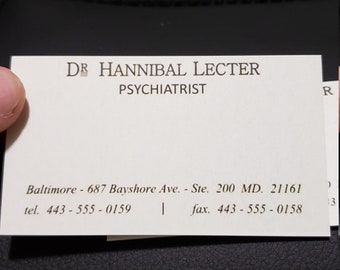 Hannibal TV Dr Lecter Business Card Replica! X2!