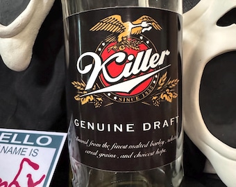 Scary Movie - Screen Accurate 'Killer Genuine Draft' Parody Bottle! Made from REAL recycled glass 40oz bottle (ORIGINAL style! No plastic!)