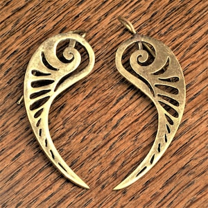 Long Pure Brass Angel Wing Drop Earrings