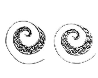 Zierliche Silber Swirl Spirale Ohrringe
