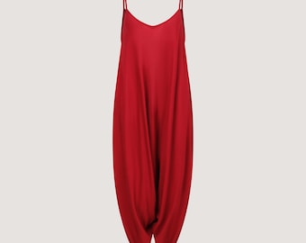 RED JUMPSUIT HAREM Style / Onesie / Playsuit / Drop Crotch / Strappy / Sleeveless / Pockets / Baggy / Comfort Clothing / Hippy / Yoga