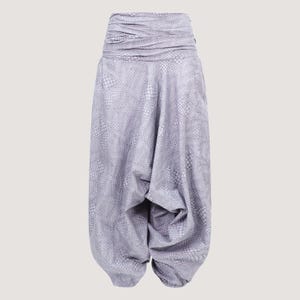 BIOLOGISCH KATOEN HAREM-broek / yoga / aladdinbroek / hippie / comfortabele kleding / loungewear / jumpsuit / grijs geometrisch / zakken / veganistisch