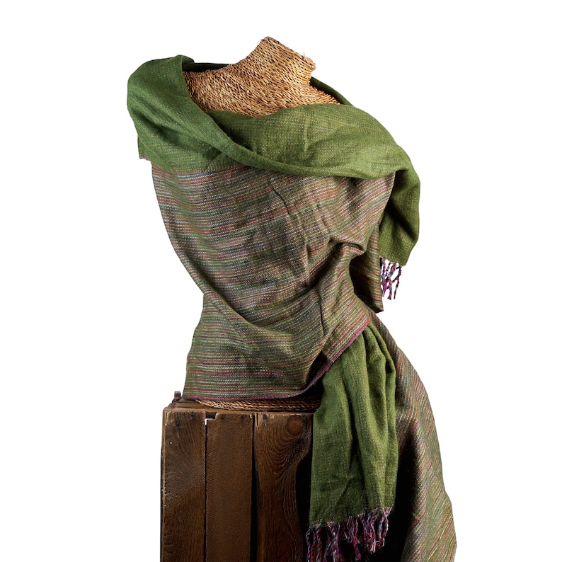 GREEN BAMBOO SHAWL super soft woven oversized scarf yoga | Etsy