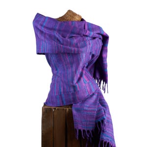 SOFT FLEECE SHAWL / Warm Winter Scarf / Pashmina / Throw / Yoga Meditation Wrap / Travel Blanket / Recycled / Handloom / Vegan / Purple
