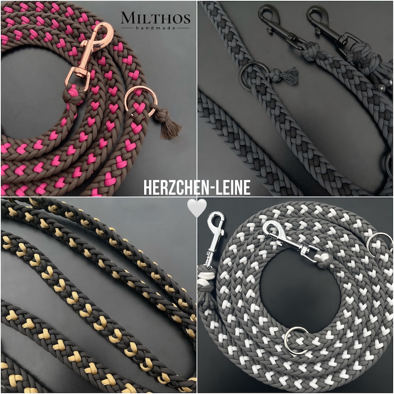 Herzchen-Leine aus Paracord flach geflochten 20mm breit verschiedene Farben und Längen Bild 2