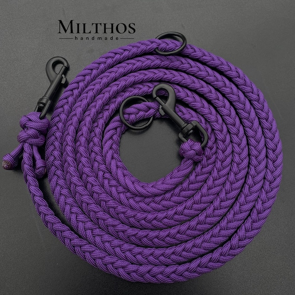 2 m dog leash | Size XS | made of paracord | purple black | for small dogs