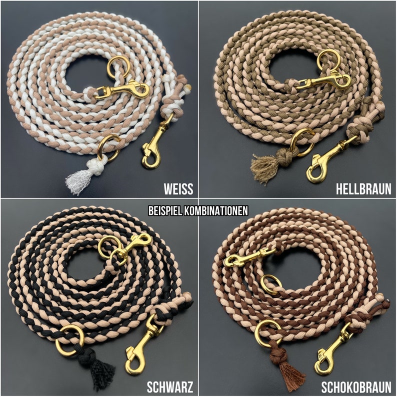 Hundeleine aus Paracord beige gold Messing verschiedene Farben und Größen Bild 5