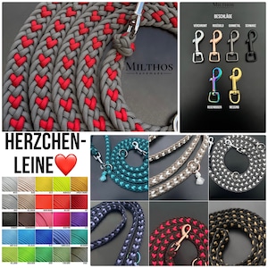 Herzchen-Leine aus Paracord flach geflochten 20mm breit verschiedene Farben und Längen Bild 1