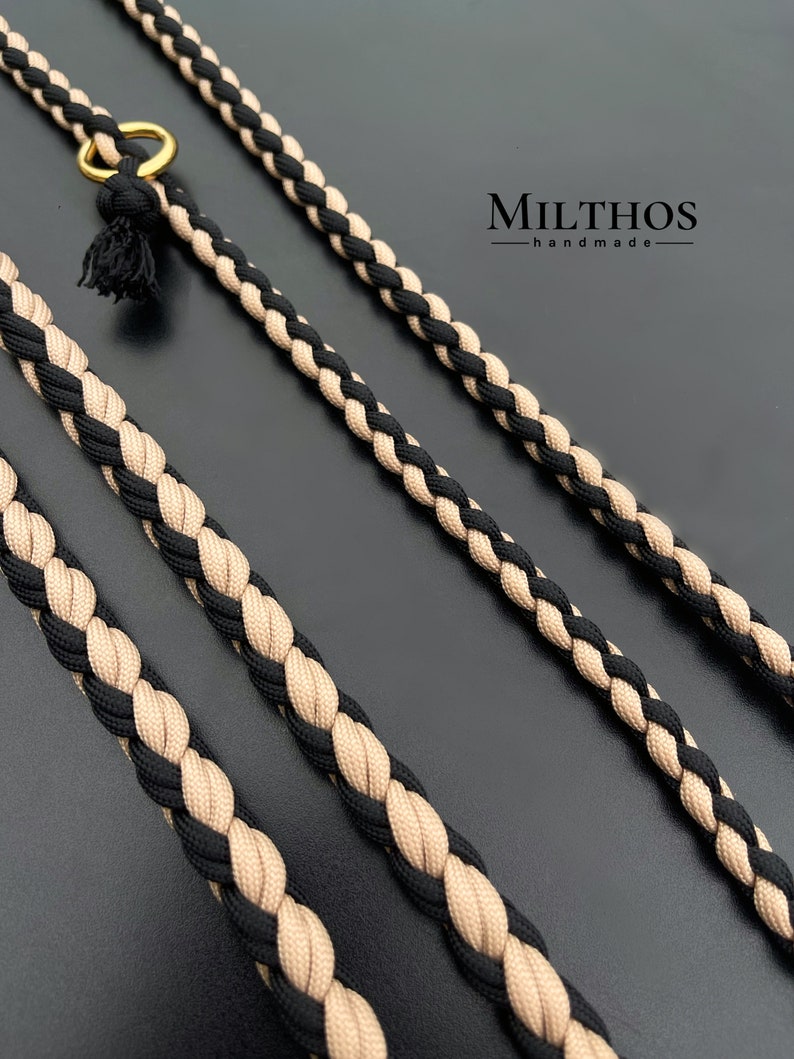 Hundeleine aus Paracord beige gold Messing verschiedene Farben und Größen Bild 9