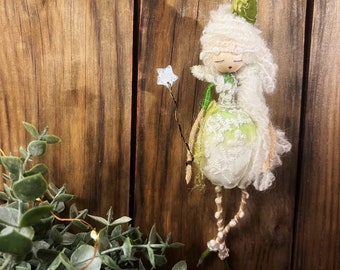 Snowdrop, Fairy,Fairy doll, wings, wands, whimsy, home decor, Spring, Easter.