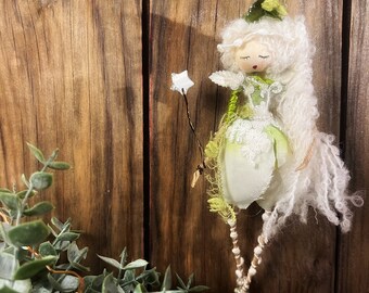 Snowdrop, Fairy,Fairy doll, wings, wands, whimsy, home decor, Mother’s Day.