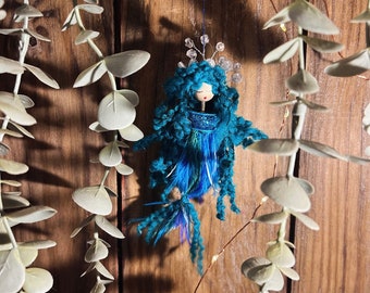 Marabou Mermaids, mermaid, magical, home decoration, boho decor, whimsical decor, hanging decoration.