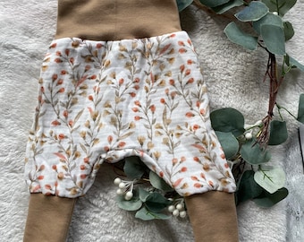 Pump pants baby muslin flower branches