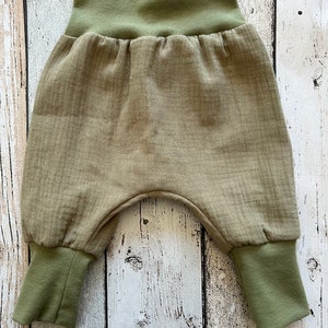 harem pants muslin plain olive green