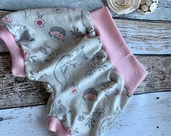 short pump pants baby forest animals fox and hedgehog 56-92