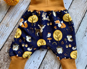 Pump pants baby forest animals deer/rabbit/owl/hedgehog/forest 44-92