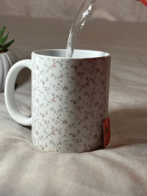 Ceramic Coffee Cups Pink Ditsy Floral Flowers Girly Coquette