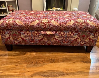 Upholstered Storagestool/coffee table in William morris strawberry thief