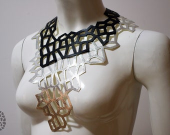 Voronoi Metallic Necklace, Big Necklace, Bib Necklace, Elegant Necklace