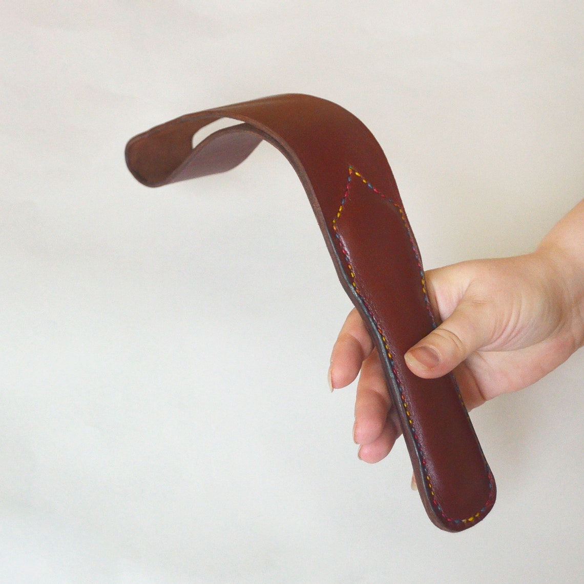 Spanking leather paddle Strap double folded. Handmade BDSM Etsy