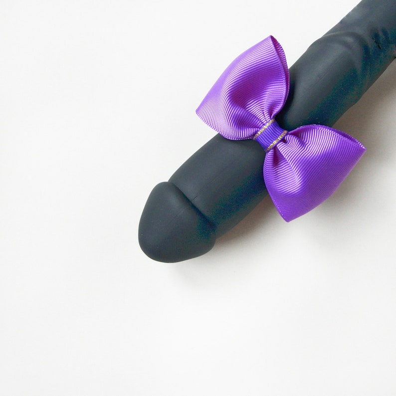 Cock ring bow tie Dick ring Purple penis jewelry. Sex gift & image 0