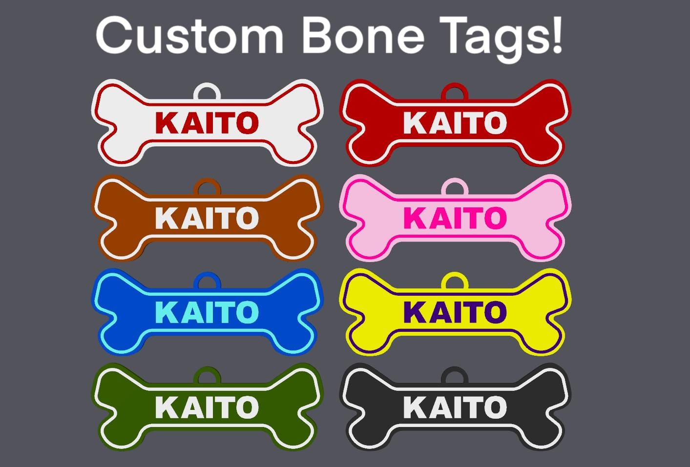 Custom 3D Printed Bone Tags - Etsy